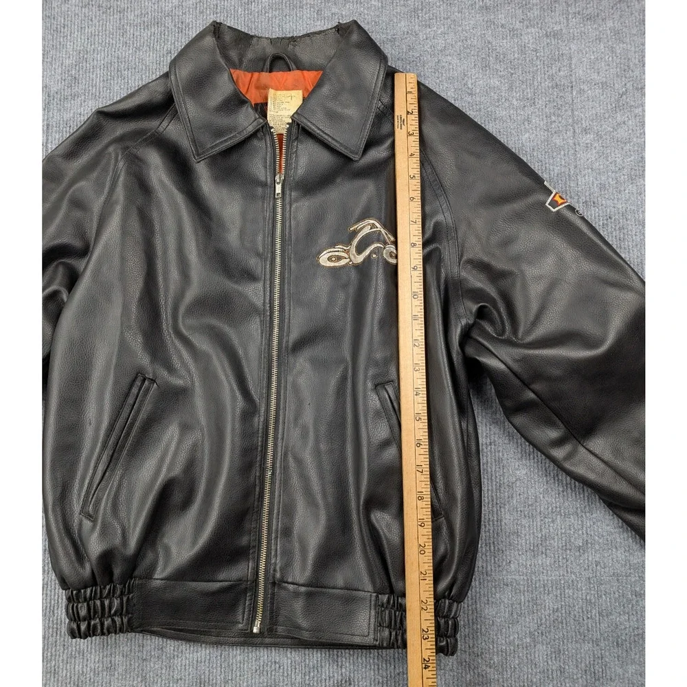 Vintage Orange County Choppers Bomber Jacket Kids 10 12 Faux Leather Y2K Biker